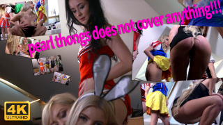 COSPLAY COSTUME PARTY UPSKIRT WEDGIES PARTY with 4 HOT SEXY ROUND ASSES GIRLS – 4K UHD and Full HD
